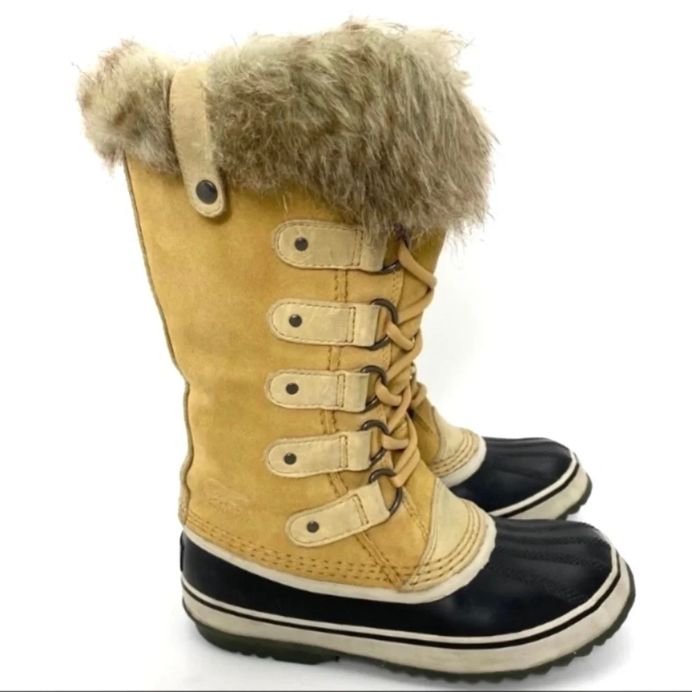 SOREL Joan of Arctic Fur Lining Winter Snow Duck Boot in Beige 1555381373